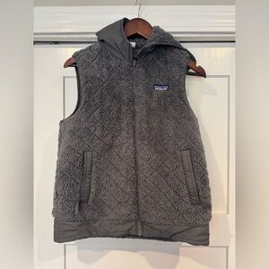 Patagonia Charcoal Fleece Reversible Vest with Hood